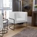 Poltrona Decorativa Fixa Base De Aço Preto Betina D02 Corano Branco C-12 - Lyam Decor