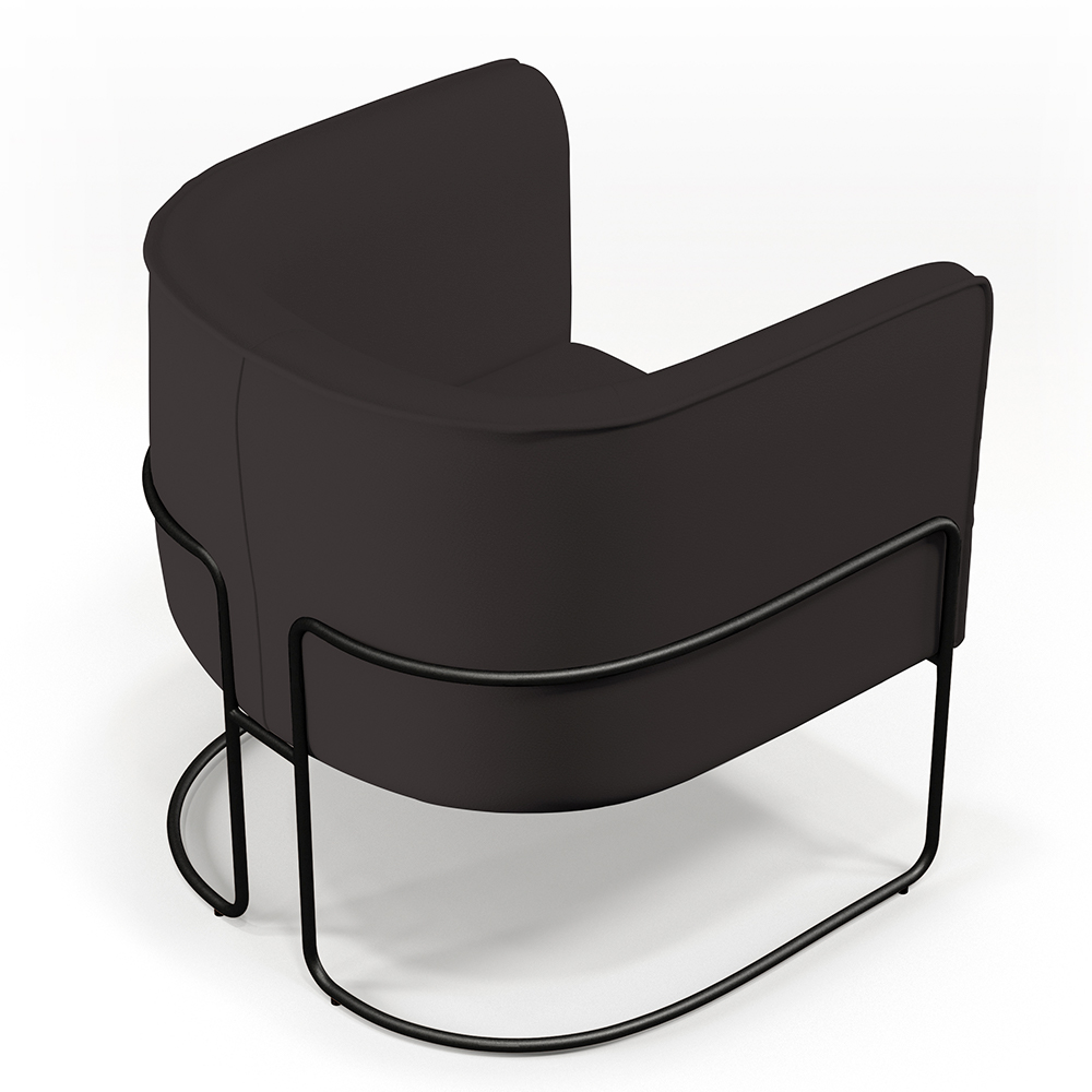 Poltrona Decorativa Fixa Base De Aço Preto Betina D02 Corano Marrom B-98 - Lyam Decor