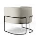 Poltrona Decorativa Fixa Base De Aço Preto Betina D02 Linho Champagne A-49 - Lyam Decor