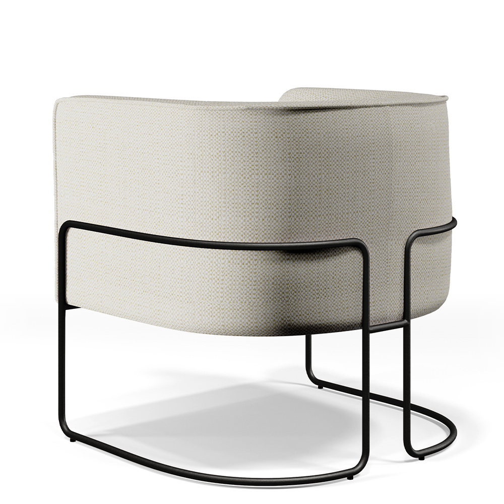 Poltrona Decorativa Fixa Base De Aço Preto Betina D02 Linho Champagne A-49 - Lyam Decor