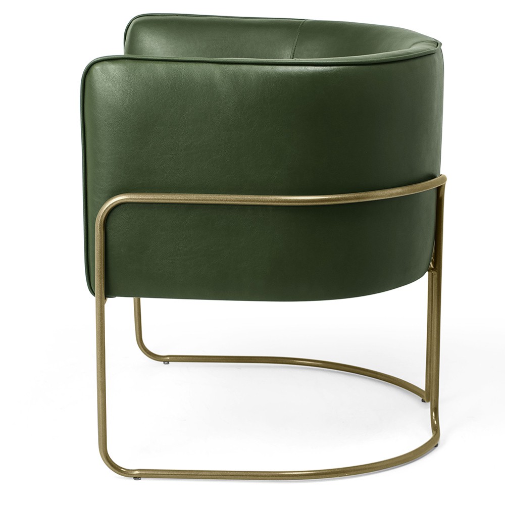 Poltrona Decorativa Fixa Base de Aço Bronze Betina D02 Corano Verde Musgo B-89 - Lyam Decor
