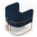 Poltrona Decorativa Fixa Base de Aço Cobre Betina D02 Veludo Azul Oxford C-304 - Lyam Decor