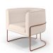 Poltrona Decorativa Fixa Base de Aço Cobre Betina D02 Veludo Bege C-309 - Lyam Decor