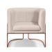 Poltrona Decorativa Fixa Base de Aço Cobre Betina D02 Veludo Bege C-309 - Lyam Decor