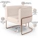 Poltrona Decorativa Fixa Base de Aço Cobre Betina D02 Veludo Bege C-309 - Lyam Decor
