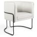 Poltrona Decorativa Fixa Base de Aço Preto Betina D02 Linho Bege C-443 - Lyam Decor