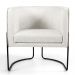 Poltrona Decorativa Fixa Base de Aço Preto Betina D02 Linho Bege C-443 - Lyam Decor
