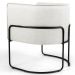 Poltrona Decorativa Fixa Base de Aço Preto Betina D02 Linho Bege C-443 - Lyam Decor