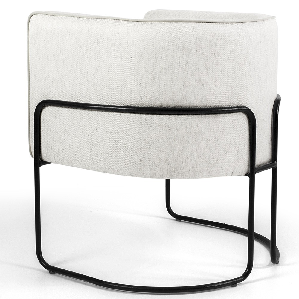 Poltrona Decorativa Fixa Base de Aço Preto Betina D02 Linho Bege C-443 - Lyam Decor
