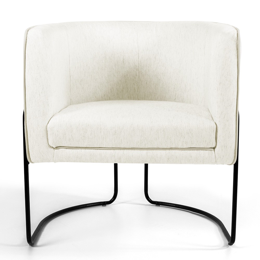 Poltrona Decorativa Fixa Base de Aço Preto Betina D02 Veludo Bege C-309 - Lyam Decor