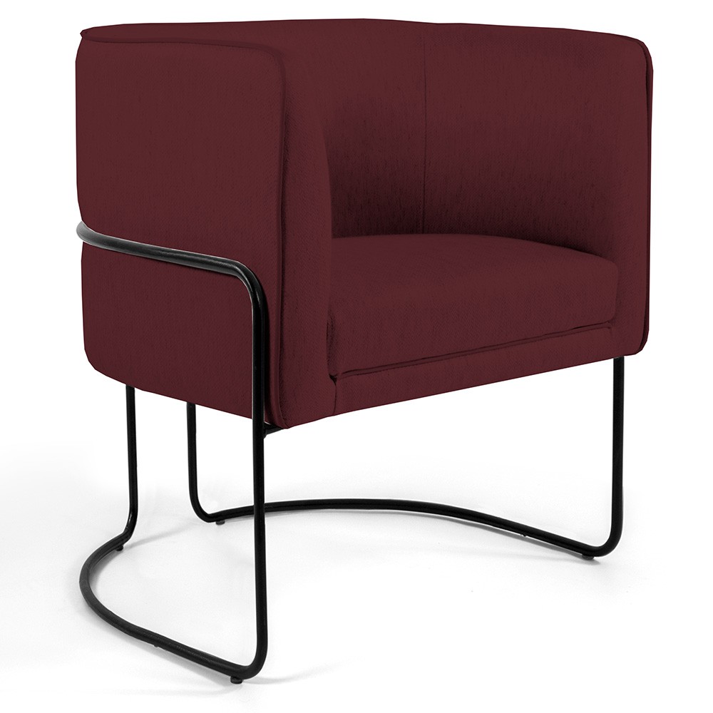 Poltrona Decorativa Fixa Base de Aço Preto Betina D02 Veludo Marsala C-278 - Lyam Decor