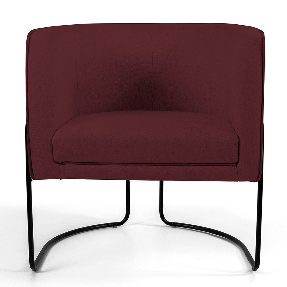 Poltrona Decorativa Fixa Base de Aço Preto Betina D02 Veludo Marsala C-278 - Lyam Decor