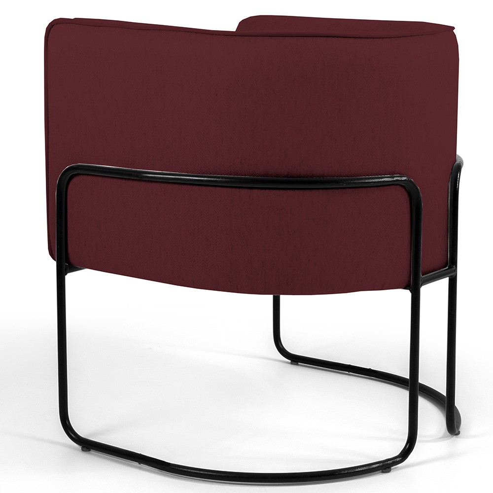Poltrona Decorativa Fixa Base de Aço Preto Betina D02 Veludo Marsala C-278 - Lyam Decor