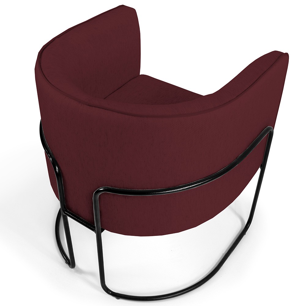 Poltrona Decorativa Fixa Base de Aço Preto Betina D02 Veludo Marsala C-278 - Lyam Decor