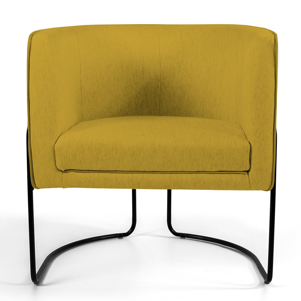 Poltrona Decorativa Fixa Base de Aço Preto Betina D02 Veludo Mostarda C-279 - Lyam Decor