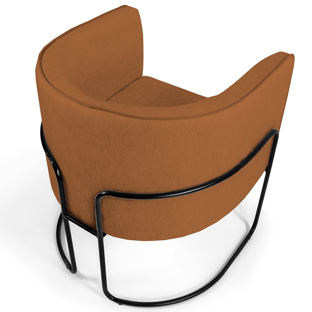Poltrona Decorativa Fixa Base de Aço Preto Betina D02 Veludo Telha C-262 - Lyam Decor