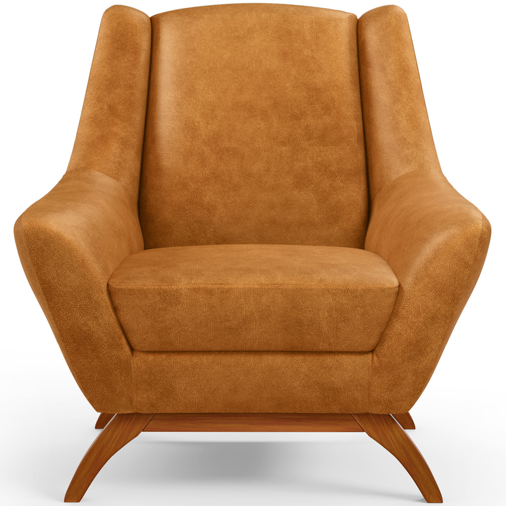 Poltrona Decorativa Fixa Base de Madeira Castanho Juliet D02 Couríssimo Whisky B-90 - Lyam Decor