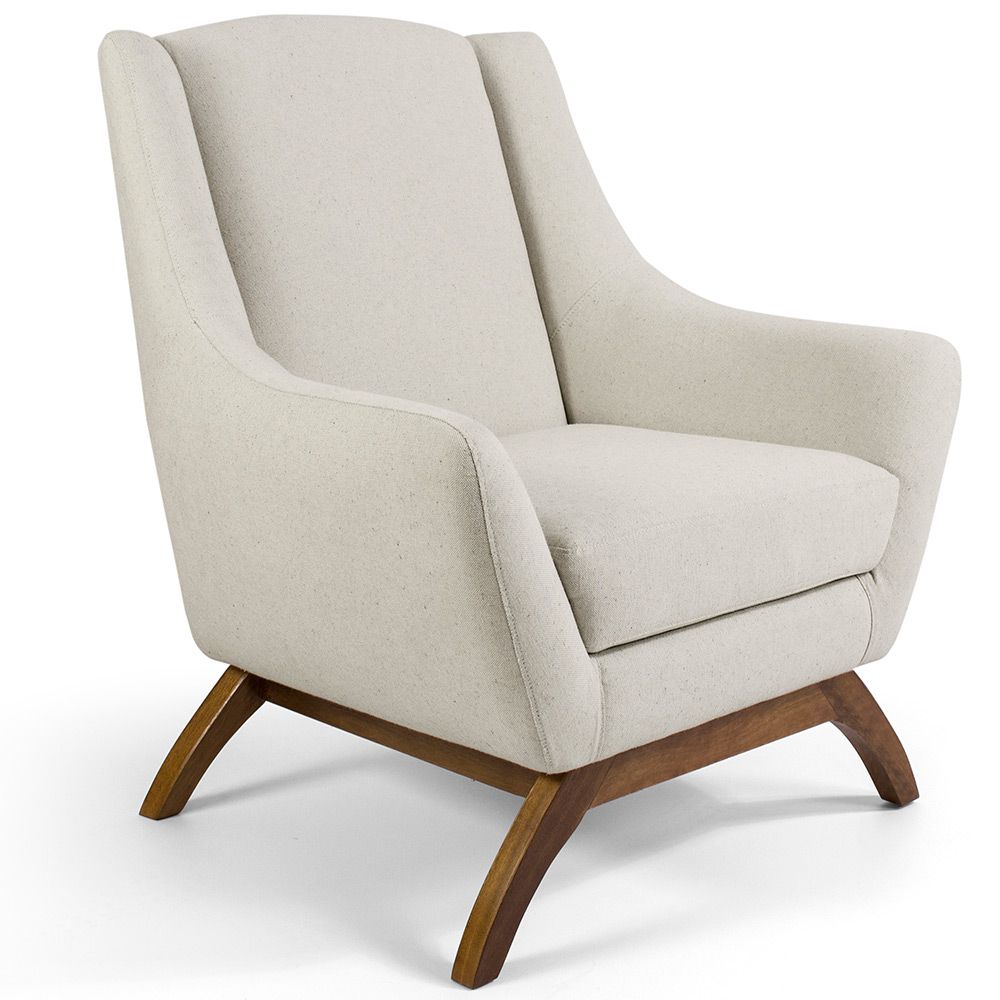 Poltrona Decorativa Fixa Base de Madeira Juliet D02 Algodão Bege C-370 - Lyam Decor