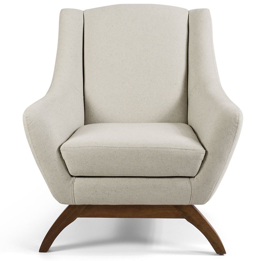 Poltrona Decorativa Fixa Base de Madeira Juliet D02 Algodão Bege C-370 - Lyam Decor