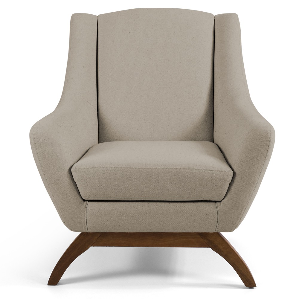 Poltrona Decorativa Fixa Base de Madeira Juliet D02 Linho Bege C-129 - Lyam Decor