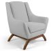 Poltrona Decorativa Fixa Base de Madeira Juliet D02 Linho Cru D-316 - Lyam Decor