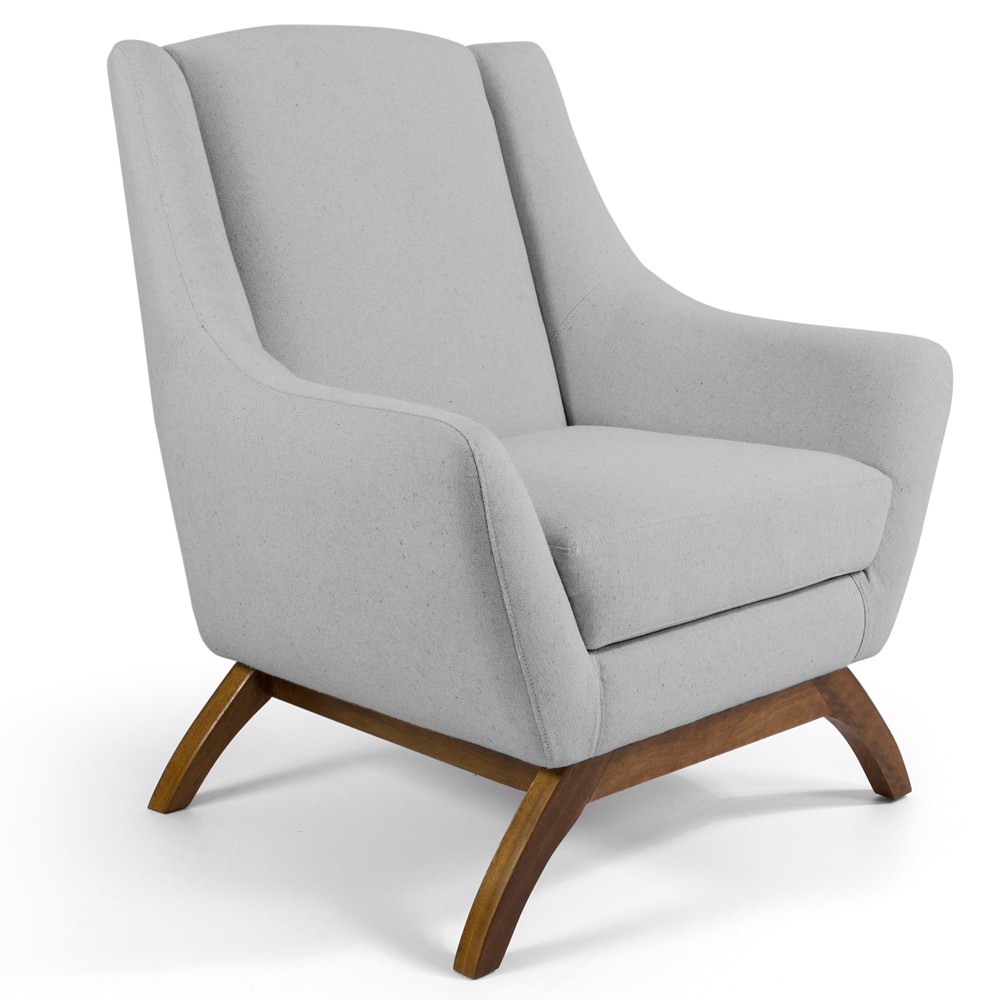 Poltrona Decorativa Fixa Base de Madeira Juliet D02 Linho Cru D-316 - Lyam Decor