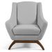 Poltrona Decorativa Fixa Base de Madeira Juliet D02 Linho Cru D-316 - Lyam Decor