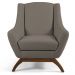 Poltrona Decorativa Fixa Base de Madeira Juliet D02 Veludo Bege Escuro C-68 - Lyam Decor