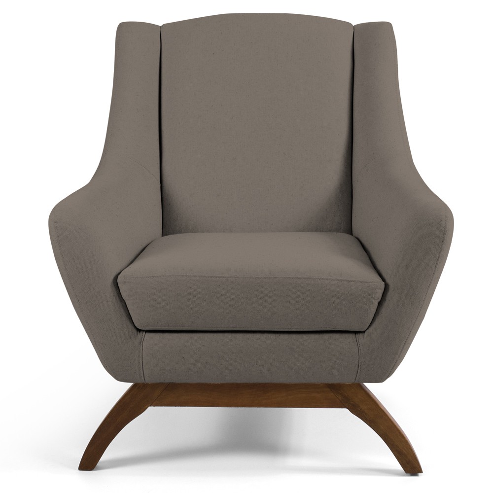 Poltrona Decorativa Fixa Base de Madeira Juliet D02 Veludo Bege Escuro C-68 - Lyam Decor