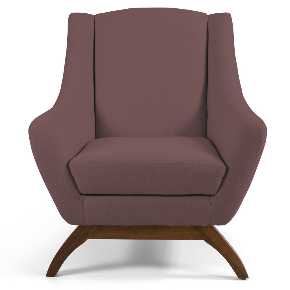 Poltrona Decorativa Fixa Base de Madeira Juliet D02 Veludo Rosê C-305 - Lyam Decor