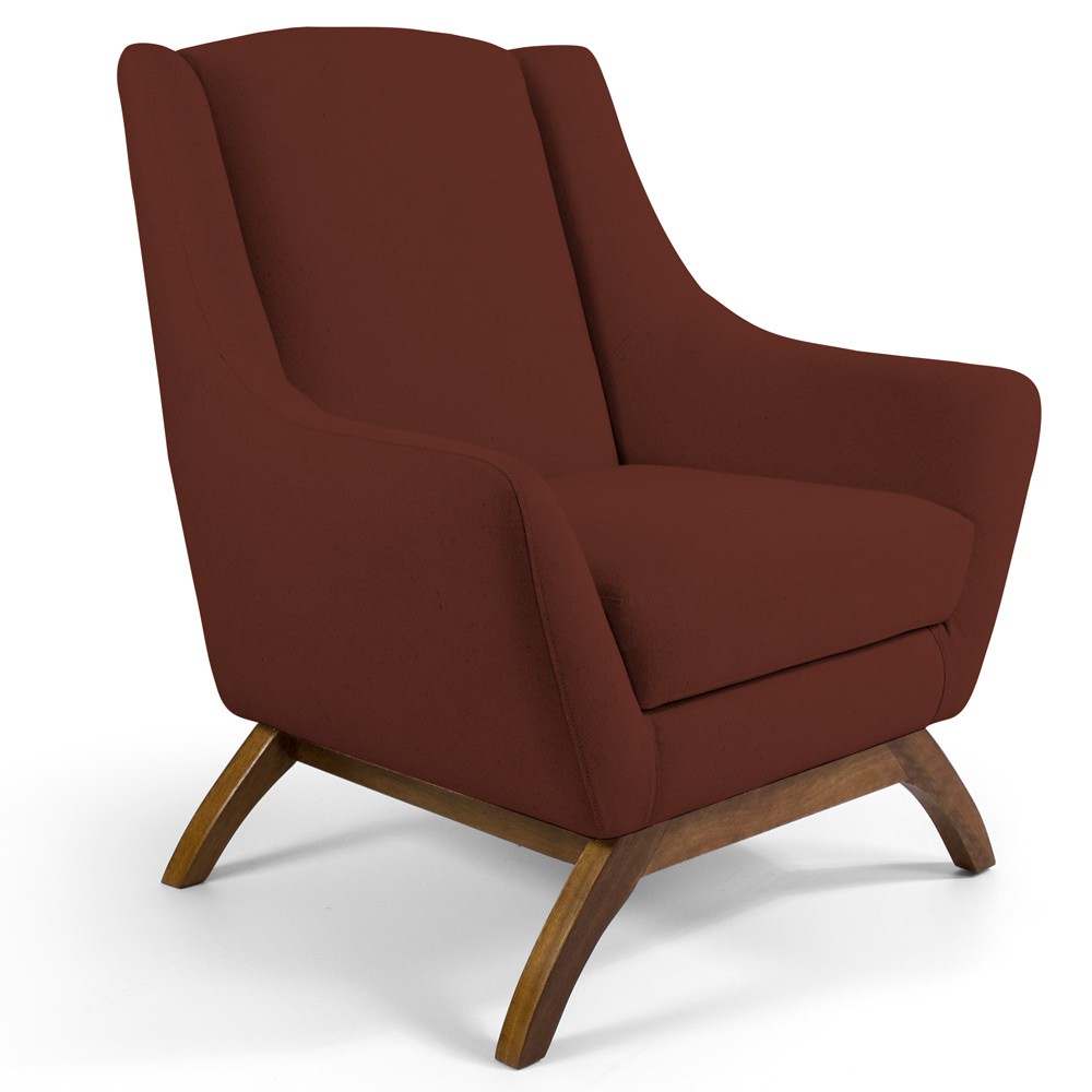 Poltrona Decorativa Fixa Base de Madeira Juliet D02 Veludo Terracota C-417 - Lyam Decor