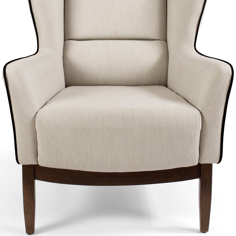 Poltrona Decorativa Fixa Base de Madeira Milena D02 Algodão Poliéster Bege C-392 - Lyam Decor