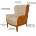 Poltrona Decorativa Fixa Base de Madeira Milena D02 Linho Bege C-129 Corano Marrom  - Lyam Decor