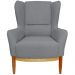 Poltrona Decorativa Fixa Base de Madeira Milena D02 Linho Cinza C-416 Corano Preto  - Lyam Decor