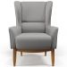 Poltrona Decorativa Fixa Base de Madeira Milena D02 Linho Cinza Escuro C-416 - Lyam Decor