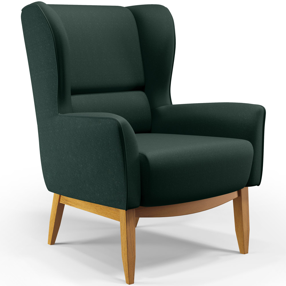 Poltrona Decorativa Fixa Base de Madeira Milena D02 Linho Verde C-117 - Lyam Decor