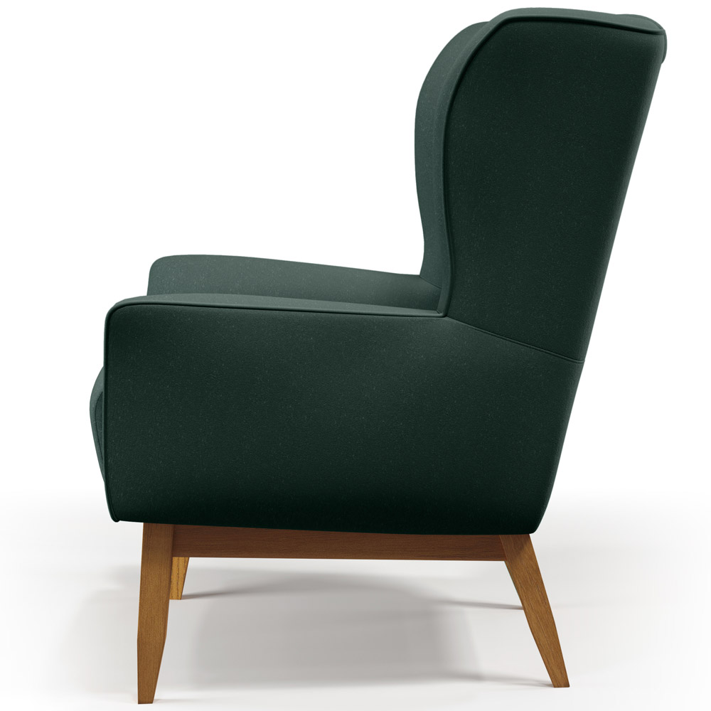 Poltrona Decorativa Fixa Base de Madeira Milena D02 Linho Verde C-117 - Lyam Decor