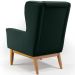 Poltrona Decorativa Fixa Base de Madeira Milena D02 Linho Verde C-117 - Lyam Decor