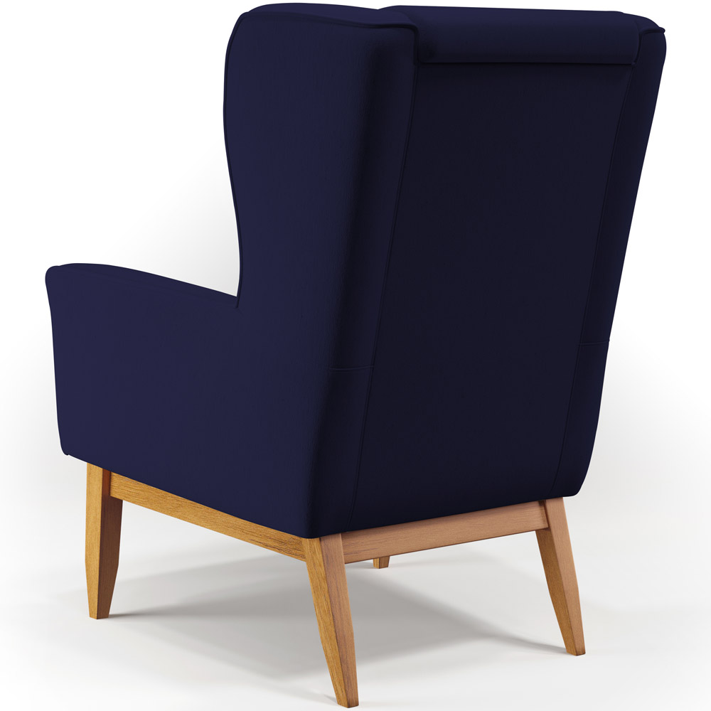 Poltrona Decorativa Fixa Base de Madeira Milena D02 Veludo Azul Marinho C-304 - Lyam Decor