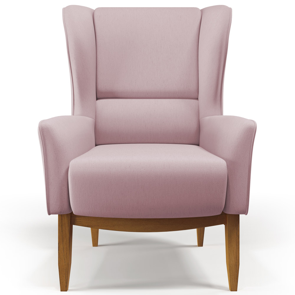 Poltrona Decorativa Fixa Base de Madeira Milena D02 Veludo Rosê C-305 - Lyam Decor