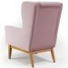 Poltrona Decorativa Fixa Base de Madeira Milena D02 Veludo Rosê C-305 - Lyam Decor