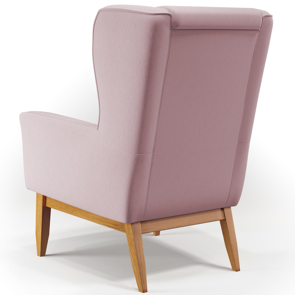 Poltrona Decorativa Fixa Base de Madeira Milena D02 Veludo Rosê C-305 - Lyam Decor