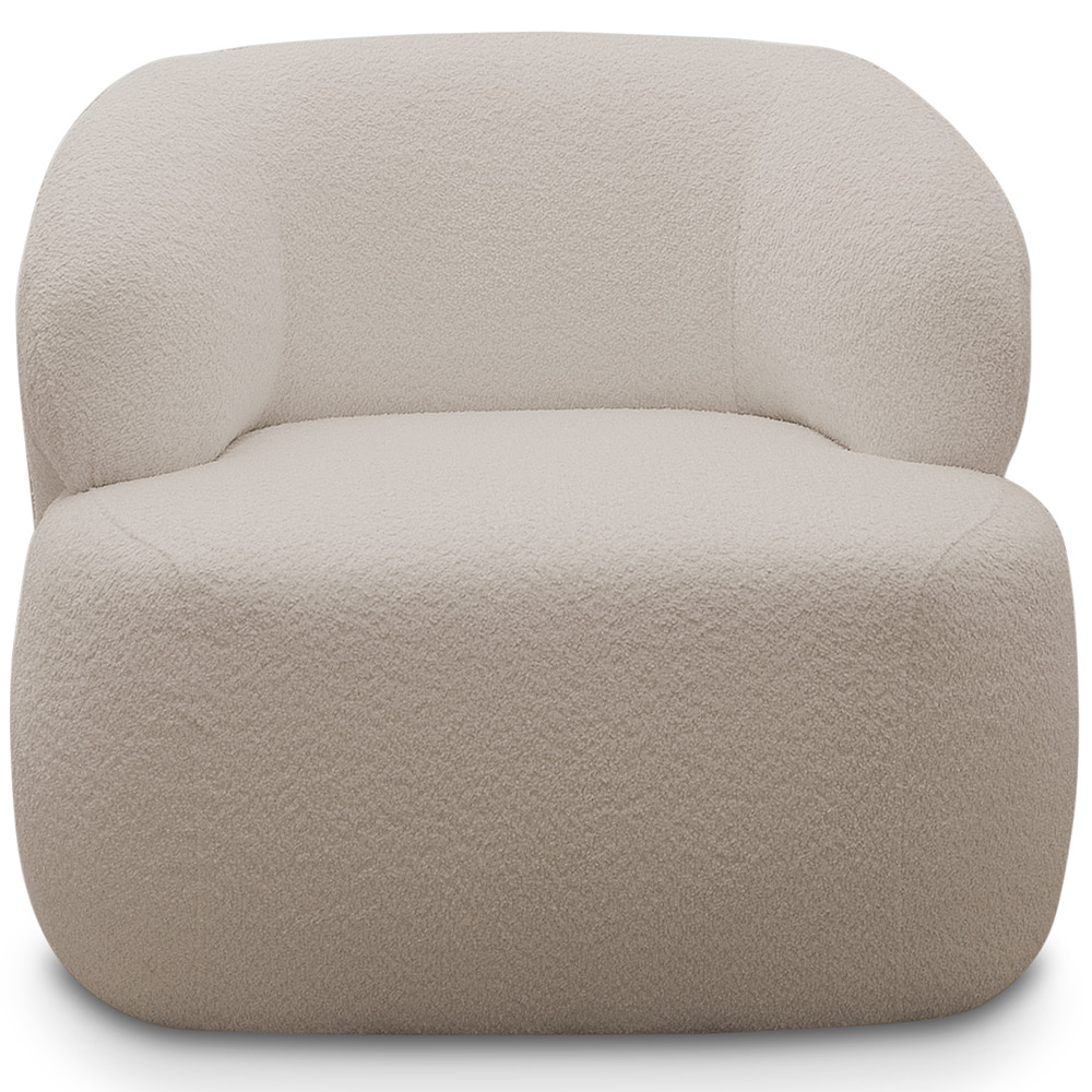 Poltrona Decorativa Fixa Orgânica Para Sala Living Barolo L06 Bouclê Bege - Lyam Decor