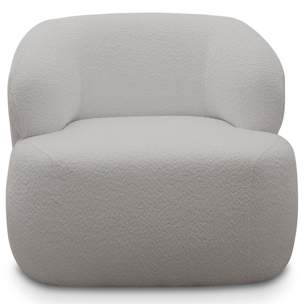 Poltrona Decorativa Fixa Orgânica Para Sala Living Barolo L06 Bouclê Cinza - Lyam Decor
