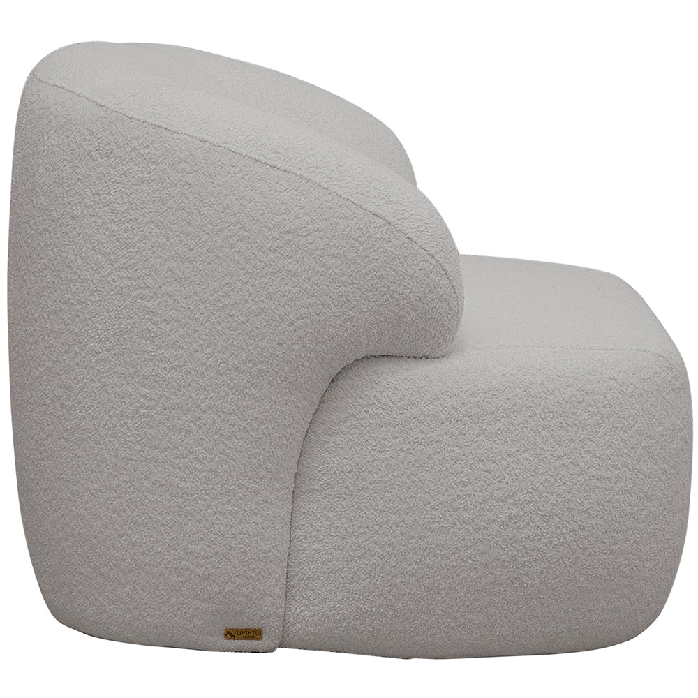 Poltrona Decorativa Fixa Orgânica Para Sala Living Barolo L06 Bouclê Cinza - Lyam Decor