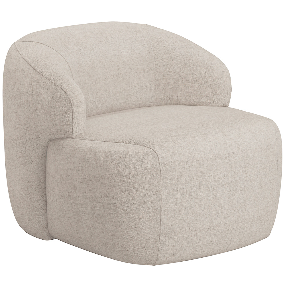 Poltrona Decorativa Fixa Orgânica Para Sala Living Barolo L06 Linho Bege TC1-102 - Lyam Decor
