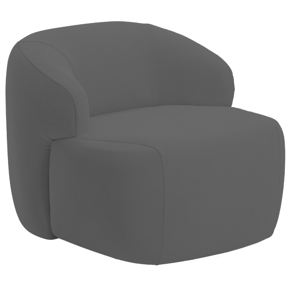Poltrona Decorativa Fixa Orgânica Para Sala Living Barolo L06 Veludo Grafite - Lyam Decor