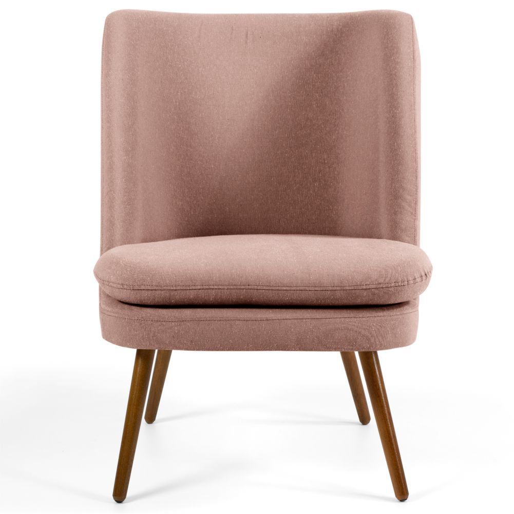 Poltrona Decorativa Fixa Pés Palito Pérsia D02 Algodão Rosa C-105 - Lyam Decor