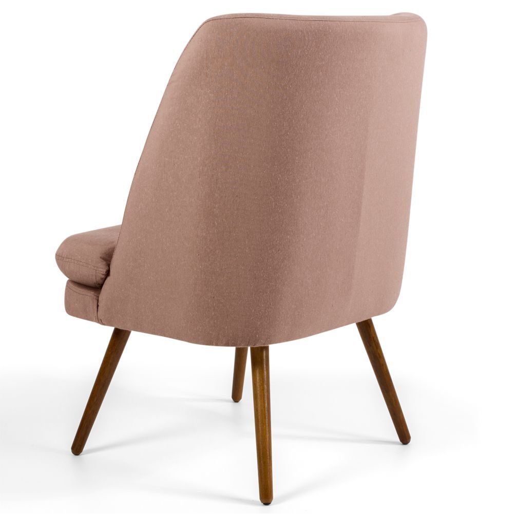 Poltrona Decorativa Fixa Pés Palito Pérsia D02 Algodão Rosa C-105 - Lyam Decor