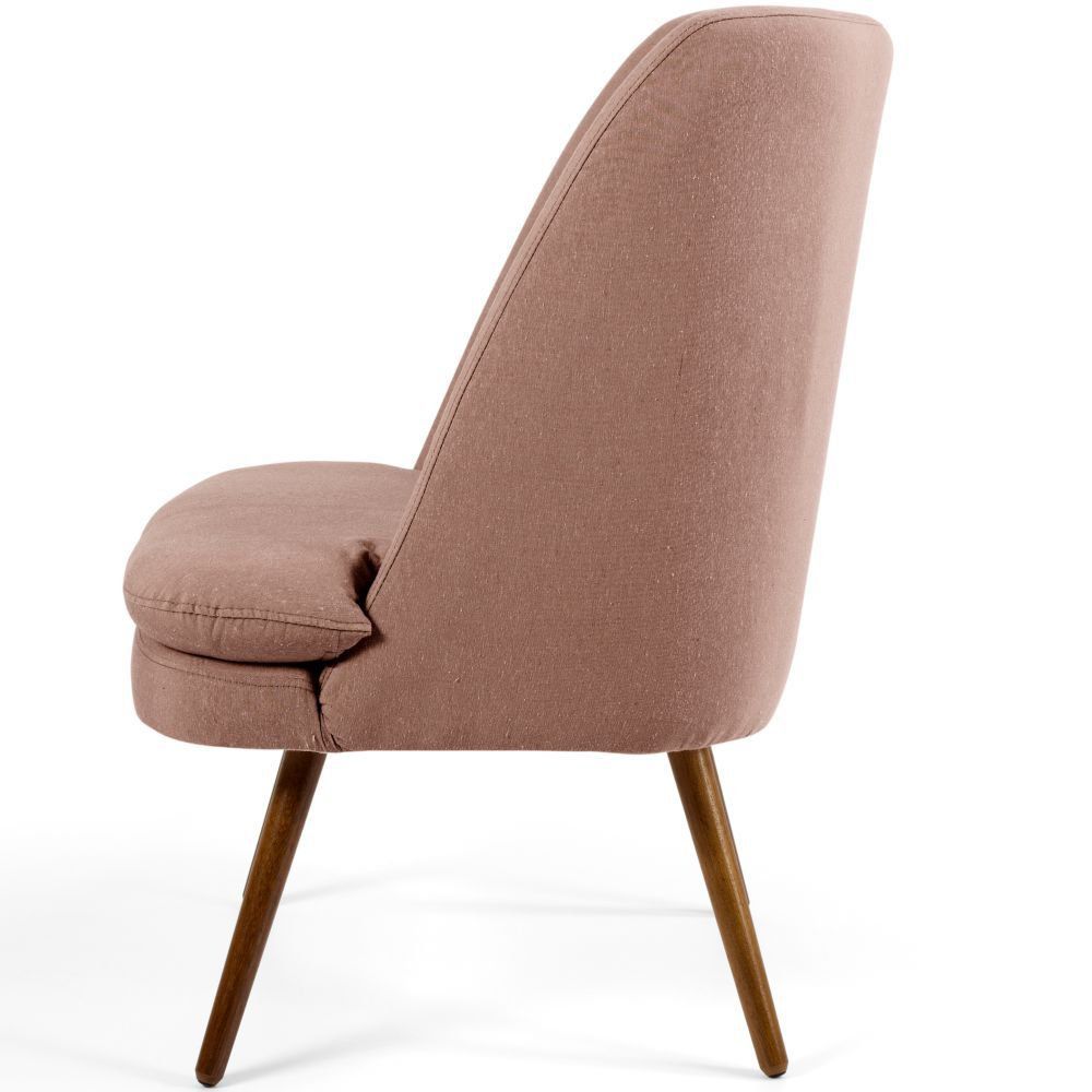Poltrona Decorativa Fixa Pés Palito Pérsia D02 Algodão Rosa C-105 - Lyam Decor